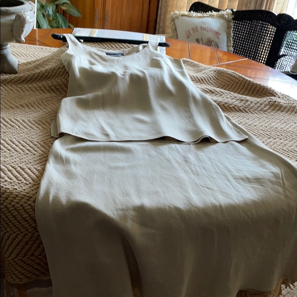 Two piece silk and linen dress.